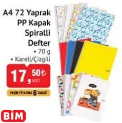 Studi A4 72 Yaprak PP Kapak Spiralli  Defter