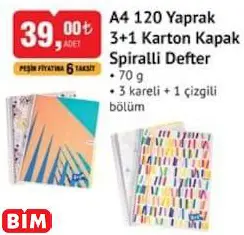 Studi A4 120 Yaprak 3+1 Karton Kapak Spiralli Defter