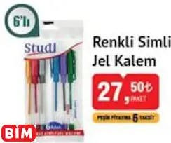 Studi Renkli Simli Jel Kalem