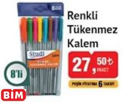 Studi Renkli Tükenmez Kalem