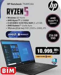 Hp HP Notebook 7N4W2AA Ryzen 5 Laptop/Dizüstü Bilgisayar