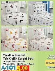 Taraftar Lisanslı Tek Kişilik Çarşaf Seti