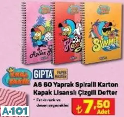 Gıpta A6 60 Yaprak Spiralli Karton Kapak Lisanslı Çizgili Defter