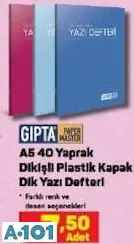 Gıpta A5 40 Yaprak Dikişli Plastik Kapak Dik Yazı Defter