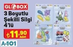 globox 3 boyutlu şekilli silgi 4'lü globox 3 boyutlu şekilli silgi 4'lü
