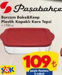 Paşabahçe Borcam Bake&Keep Plastik Kapaklı Kare Tepsi
