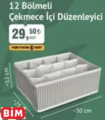 12 Bölmeli  Çekmece İçi Düzenleyici