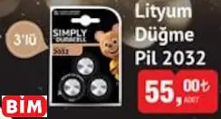 Lityum  Düğme  Pil 2032