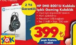 HP DHE-8001U Kablolu Işıklı Gaming oyuncu Kulaklık HP DHE-8001U Kablolu Işıklı Gaming oyuncu Kulaklık