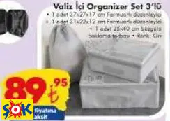 Valiz İçi Organizer Set 3’lü Valiz İçi Organizer Set 3’lü