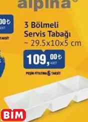 Alpina 3 Bölmeli  Servis Tabağı