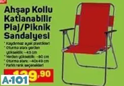 Ahşap Kollu Katlanabilir Plaj Piknik Sandalyesi