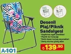 Desenli Plaj Piknik Sandalyesi