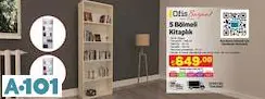 ofis bazaar 5 bölmeli kitaplık
