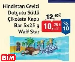 Waff Star Hindistan Cevizi Dolgulu Sütlü Çikolata Kaplı Bar