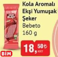 Bebeto Kola Aromalı Ekşi Yumuşak Şeker Bebeto Kola Aromalı Ekşi Yumuşak Şeker