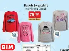 Baskılı Sweatshirt Kız/Erkek Çocuk Baskılı Sweatshirt Kız/Erkek Çocuk