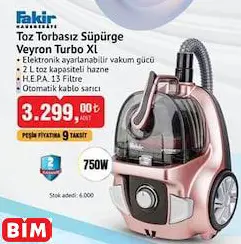 Fakir Toz Torbasız Süpürge  Veyron Turbo Xl