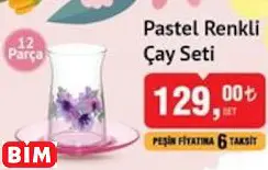 Lav Pastel Renkli Çay Seti