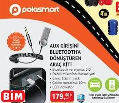 Polosmart Aux Girişini Bluetooth’A Dönüştüren  Araç Kiti