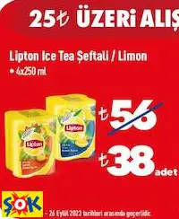 lipton ice tea şeftali / limon 4x250ml