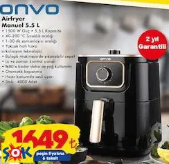 Onvo Airfryer Manuel 5.5 L