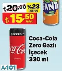 Coca Cola Zero Gazlı İçecek 330Ml