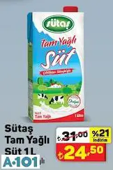 sütaş tam yağlı süt
