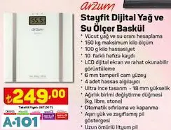 Arzum Stayfit Dijital Yağ Ve Su Ölçer Baskül