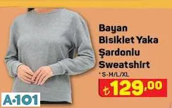 Kadın Bisiklet Yaka Şardonlu Sweatshirt