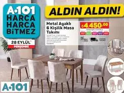 Metal Ayaklı 6 Kişilik Masa Takımı