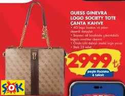 GUESS GINEVRA LOGO SOCIETY TOTE ÇANTA KAHVE