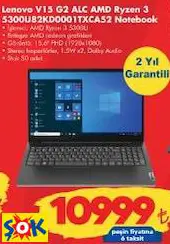 Lenovo V15 G2 ALC AMD Ryzen 3 5300U82KD0001TXCA52 Notebook/Dizüstü Bilgisayar/Laptop