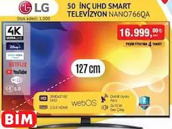 LG 50  İNÇ UHD SMART/Akıllı TELEVİZYON NANO766QA