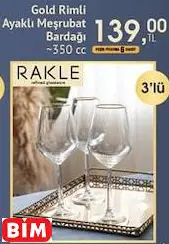 Rakle Gold Rimli Ayaklı Meşrubat Bardağı ~350 Cc