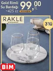 Rakle Gold Rimli Su Bardağı ~425 Cc