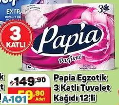 Papia Egzotik 3 Katlı Tuvalet Kağıdı 12'Li