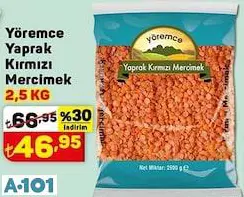 Yöremce Yaprak Kırmızı Mercimek