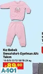 Kız Bebek Sweatshirt Eşofman Altı Takım