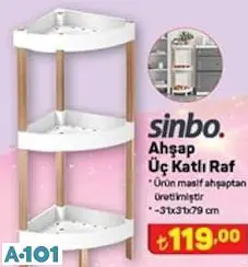 Sinbo Ahşap Üç Katlı Raf