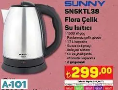 Sunny Flora Çelik Su Isıtıcı Kettle