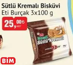 Eti Burçak Sütlü Kremalı Bisküvi