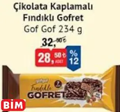 Gof Gof  Çikolata Kaplamalı Fındıklı Gofret