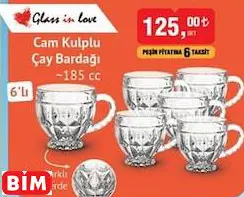 Glass İn Love Cam Kulplu  Çay Bardağı