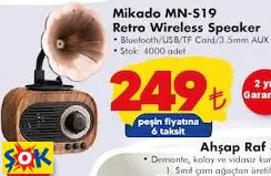 Mikado MN-S19 Retro Wireless Speaker Hoparlör