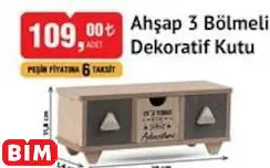 Ahşap 3 Bölmeli Dekoratif Kutu