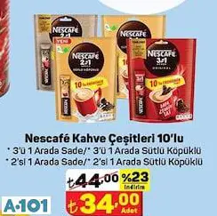 Nescafe Kahve Çeşitleri 2'Si 1 Arada 3'Ü 1 Arada 10'Lu