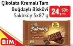 Saklıköy Çikolata Kremalı Tam Buğdaylı Bisküvi
