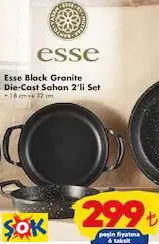 Esse Black Granite Die-Cast Sahan 2’Li Set 18 Cm Ve 22 Cm