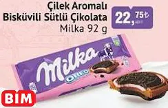 Milka Çilek Aromalı Bisküvili Sütlü Çikolata